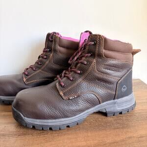 Wolverine Piper Waterproof Leather Steel Toe Women's 8.5 Work Boots Brown Pink